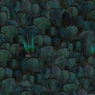 Feather Pattern Green Wallpaper