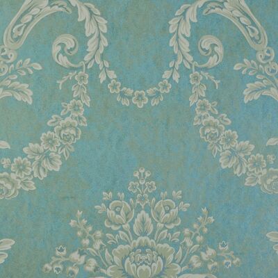 Wimpole Floral embossed wallpaper - Teal Green