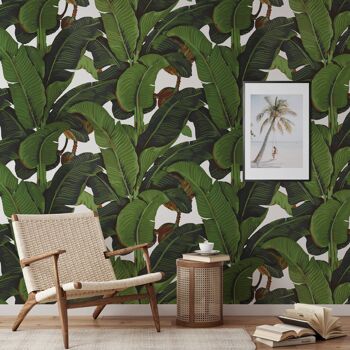 Papier peint Banana Leaf Tropical Rainforest avec feuilles vertes 2