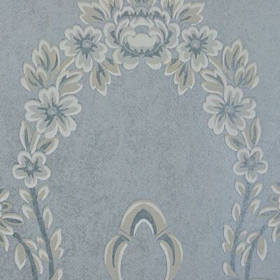 Papier peint gaufré floral Wimpole - Bleu clair