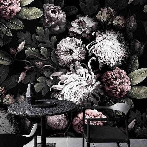 Dark Aesthetic Floral Large Peony Wallpaper