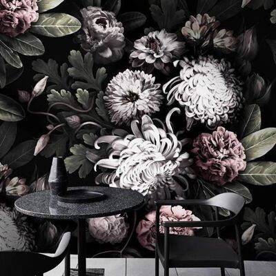 Dark Aesthetic Floral Large Peony Wallpaper