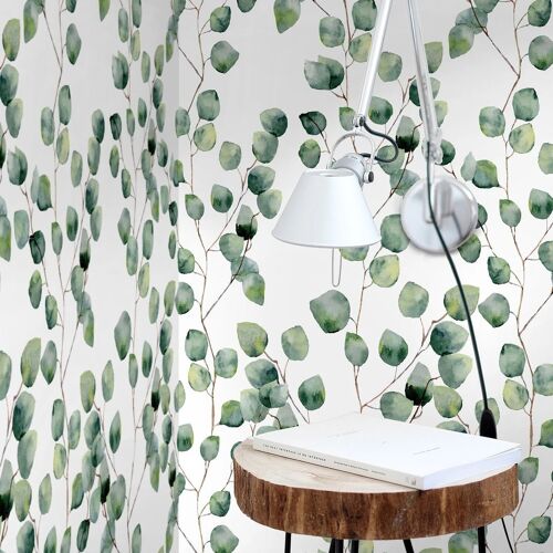 Leaf Eucalyptus Green Boho Watercolor Temporary Wallpaper
