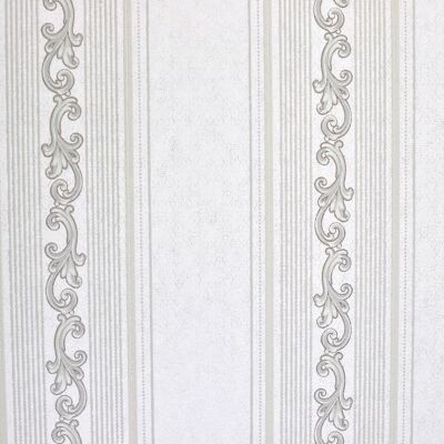 Audley  Decorative Stripe wallpaper - Warm White