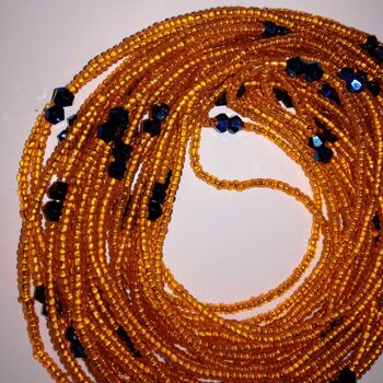 Spritz perles de taille en perles de cristal bleu saphir, chaîne de hanches, bayas - Original, Tie on 3
