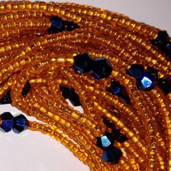 Spritz perles de taille en perles de cristal bleu saphir, chaîne de hanches, bayas - Original, Tie on 4