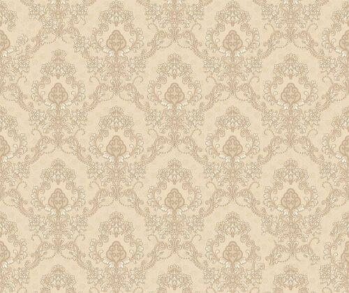 Audley Damask Pattern Wallpaper- Cream