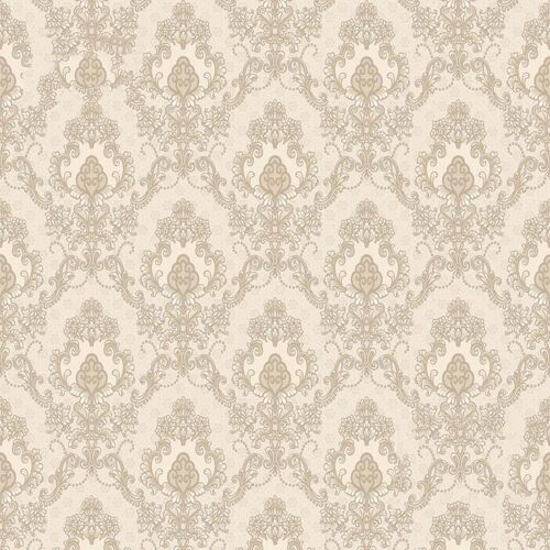 Audley Damask Pattern Wallpaper- Warm White