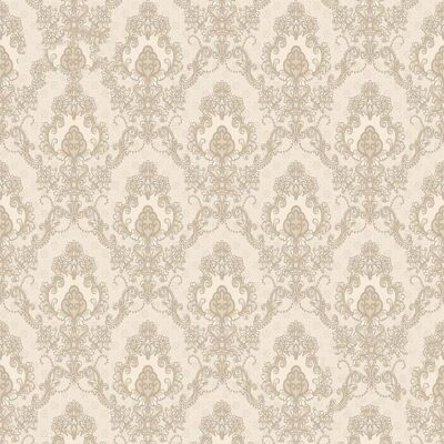 Audley Damast Pattern Wallpaper - Warmweiß