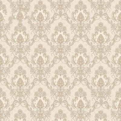 Audley Damask Pattern Wallpaper- Warm White