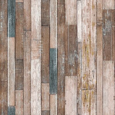 Rustic Wood Effect Panel Wallpaper Grey and Blue