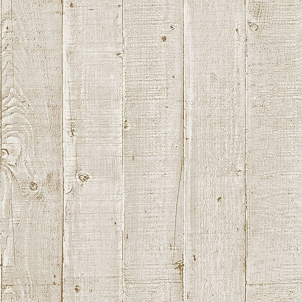 Carta da parati con pannello effetto legno crema