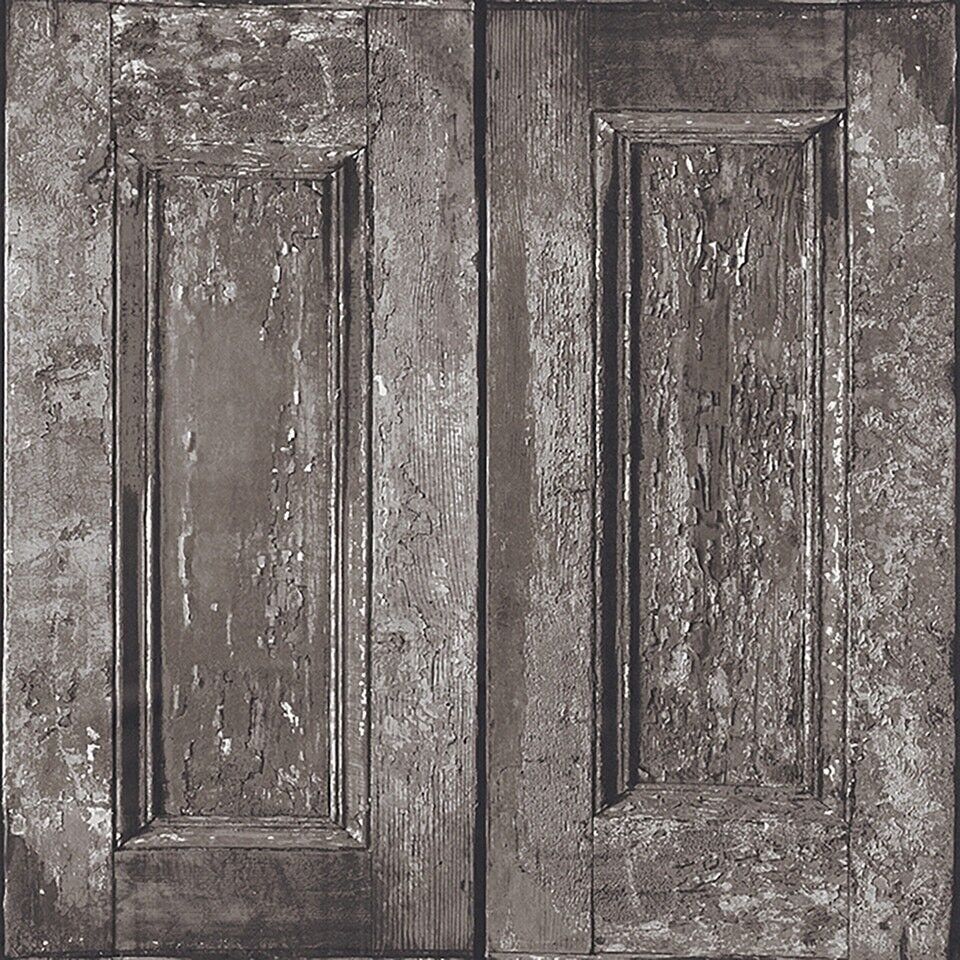 Pannellatura Carta da Parati Effetto Legno Grigio e Marrone