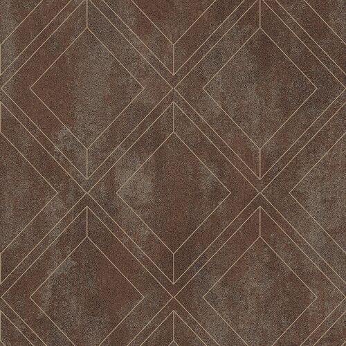 Rustic Brown Geometric Trellis Wallpaper