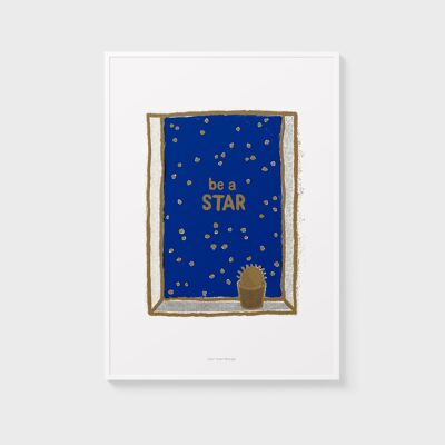 A5-Wand-Kunstdruck | Nachthimmel mit Sternen
