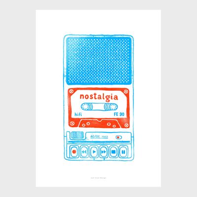 A5 Wall Art Print | Nostalgia cassette tape recorder