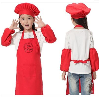 Ensemble tablier-toque-manches pour enfants - Rouge