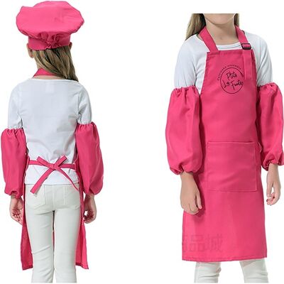 Conjunto delantal-toque-mangas para niño - Rosa