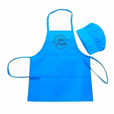 Apron-toque-sleeves set for children - Blue