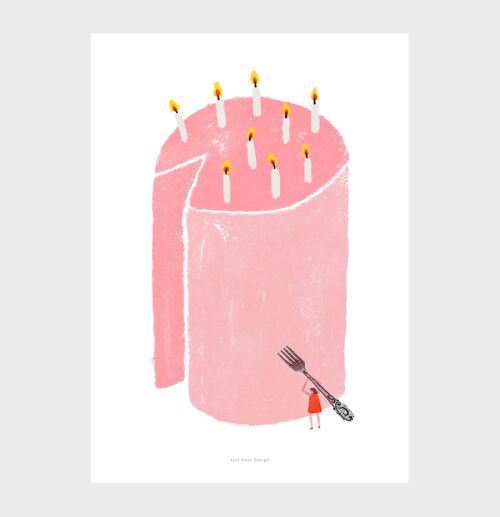 A5 Wall Art Print | Pink birthday cake