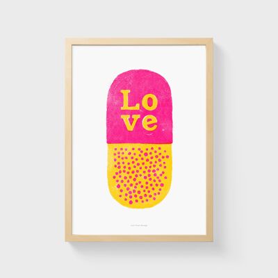 Impresión de arte de pared A5 | pastilla de amor