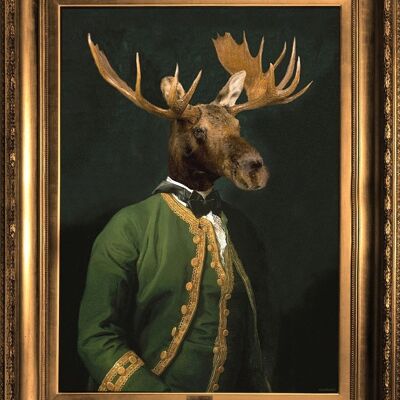Moose Stretched canvas wall art ' Lord Montague ' Canvas Small