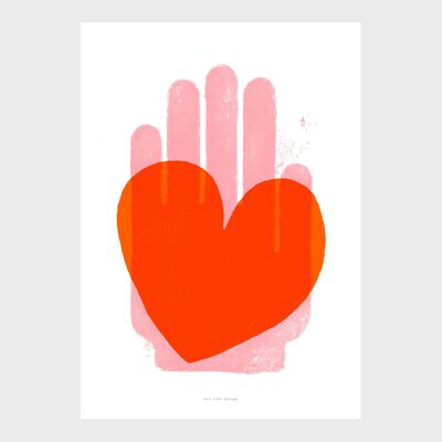A5-Wand-Kunstdruck | Grafisches rotes Herz