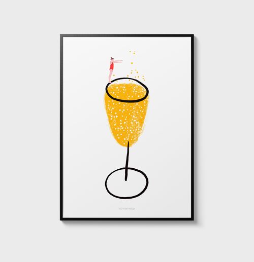 A5 Wall Art Print | Champagne glass