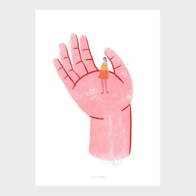 A5 Wall Art Print | Caring hand holding girl