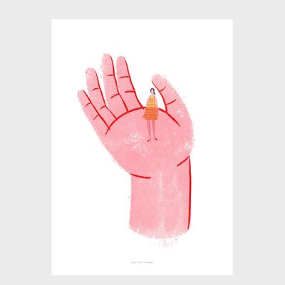 A5 Wall Art Print | Caring hand holding girl