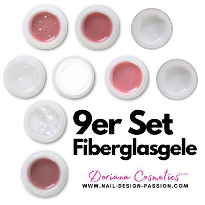9er Set x 5 ml MAGICALLY Fiberglasgel - Clear, Milky, Milky Glimmer, Milky Pearl, Natural, Natural Glimmer, Soft White, Natural Dark, Pink Babyboomer (Brand Ambassador)