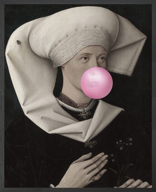 Framed portrait stretched canvas Wall Art -  Bubblegum Portrait - 2 (Small)