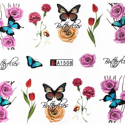 Sticker transfert d'eau Fleur - K30-A1508 Sticker transfert d'eau Fleur Papillon