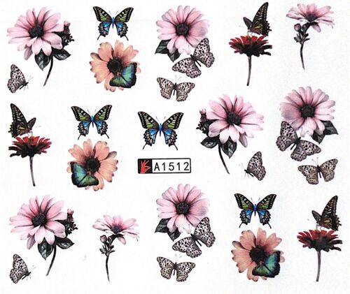 Watertransfer Sticker Flower - K30-A1512 Watertransfer Sticker  Flower Butterfly