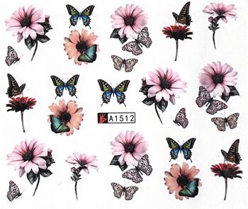 Sticker transfert d'eau Fleur - K30-A1512 Sticker transfert d'eau Fleur Papillon