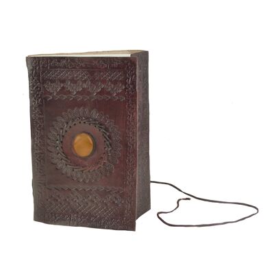 Carnet de note couverture en cuir et pierre d'onyx 12 x 15 cm