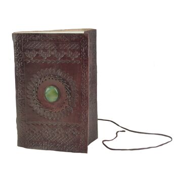 Carnet de note couverture en cuir et pierre d'onyx 12 x 15 cm 2