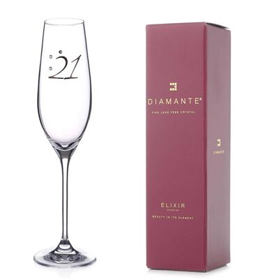 Champagnerglas zum 21. Geburtstag – verziert mit Kristallen von Swarovski®