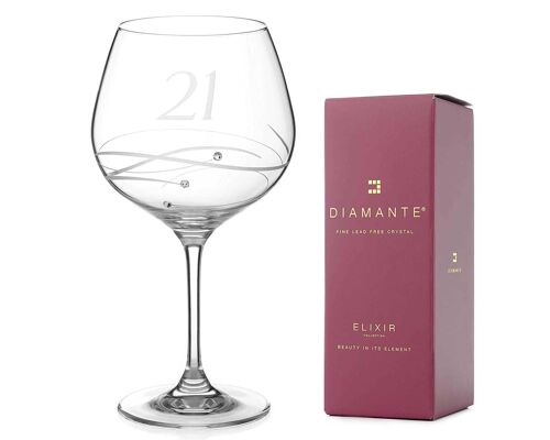 21st Birthday Crystal Gin Glass Adorned With Swarovski Crystals - Single Glass