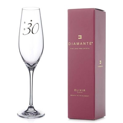 Champagnerflöte zum 30. Geburtstag, geschmückt mit Swarovski-Kristallen – Einzelglas