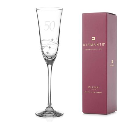 Flauto da Champagne per il 50° compleanno decorato con cristalli Swarovski - Bicchiere singolo