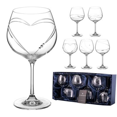 6 Bicchieri da Gin Copa in Cristallo Swarovski Diamante – Varietà Mix di 6 Design Tutti Impreziositi da Cristalli Swarovski – Confezione Regalo Selezione di 6