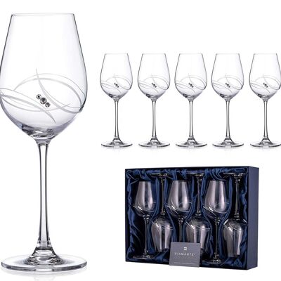 Bicchieri da vino bianco Swarovski Atlantis da 6 pezzi decorati con cristalli