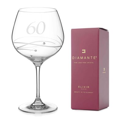 Bicchiere da gin in cristallo per il 60° compleanno decorato con cristalli Swarovski - Bicchiere singolo