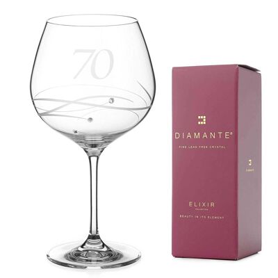 Gin-Glas zum 70. Geburtstag, verziert mit Swarovski-Kristallen – Einzelglas