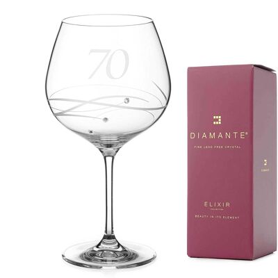 Bicchiere da gin per il 70° compleanno decorato con cristalli Swarovski - Bicchiere singolo