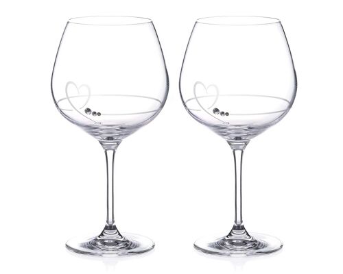 A Pair Of Petit Valentine Heart Gin Copa Glasses With Swarovski Crystals
