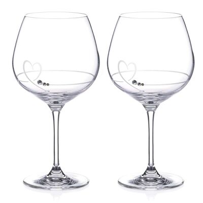 Ein Paar Petit Valentine Heart Gin Copa Gläser mit Swarovski-Kristallen