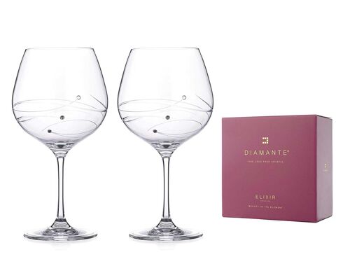 A Pair Of Spiral Gin Copa Glasses With Swarovski Crystals - Perfect Gift