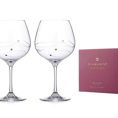 Ein Paar spiralförmige Gin Copa-Gläser mit Swarovski-Kristallen – perfektes Geschenk